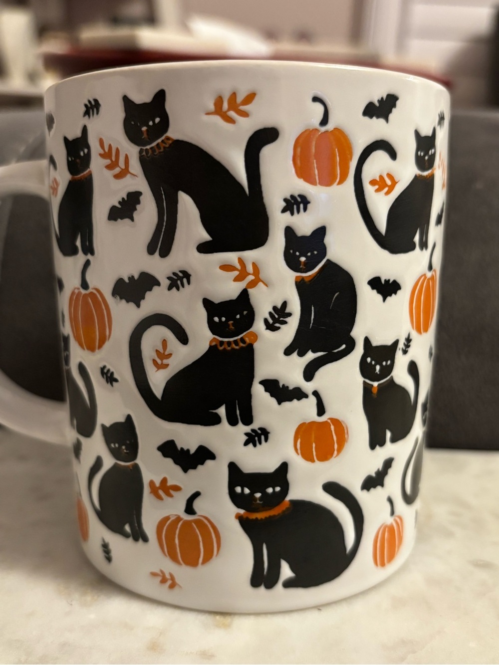 Adorable Black Cat and Pumpkin Ceramic Mug-Halloween Accent in Black and Orange